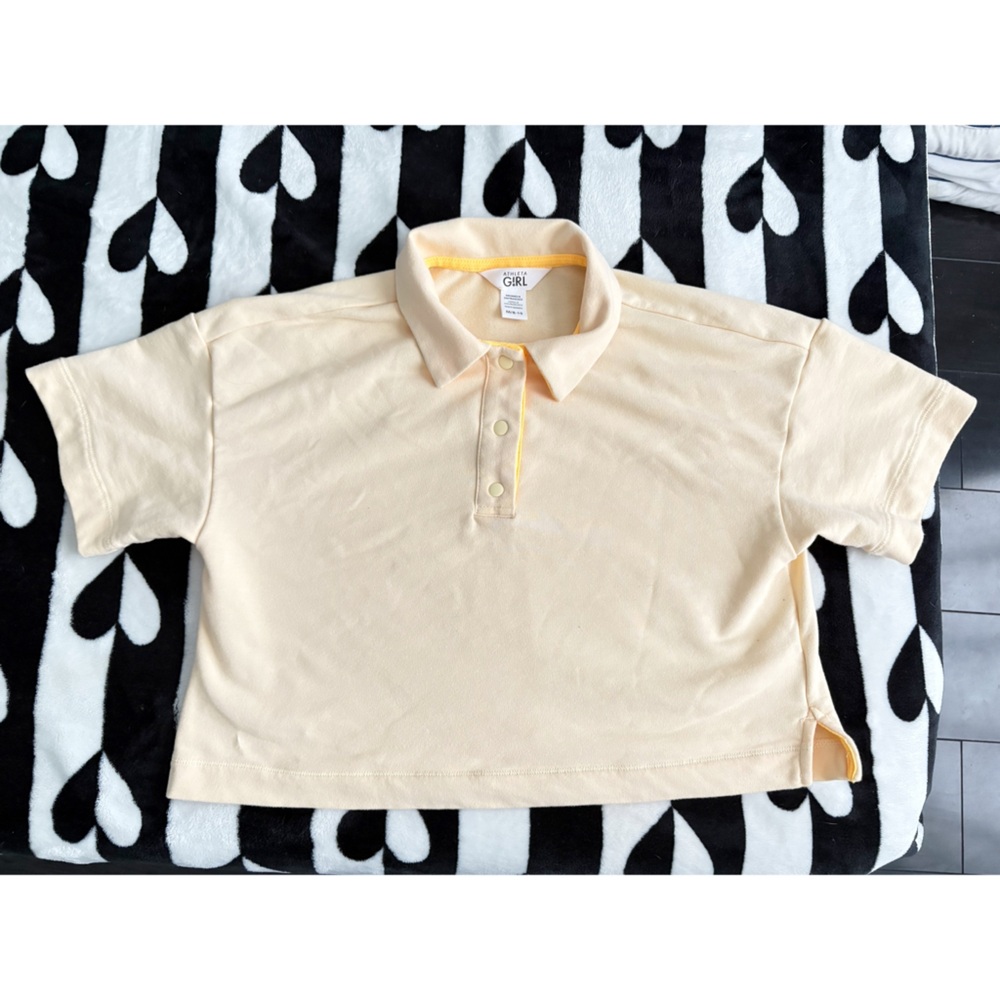 Athleta Retrochill Oversize Midi‎ Polo Shirt Yellow Girls Medium 8-10